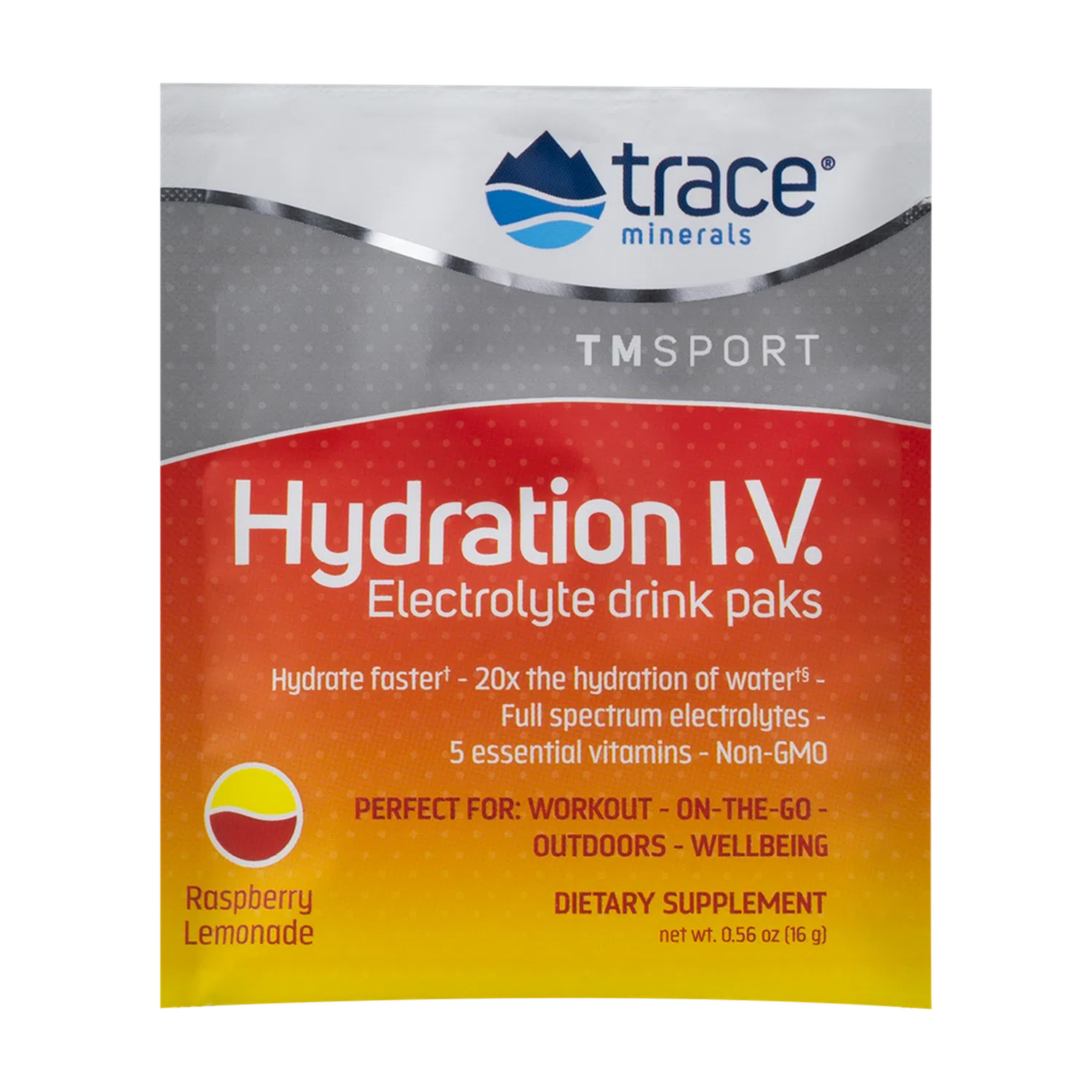 Hydration I.V. Electrolitos – Limonada de Frambuesa (16 Packs de 0.56 oz) – Trace Minerals-Wellu