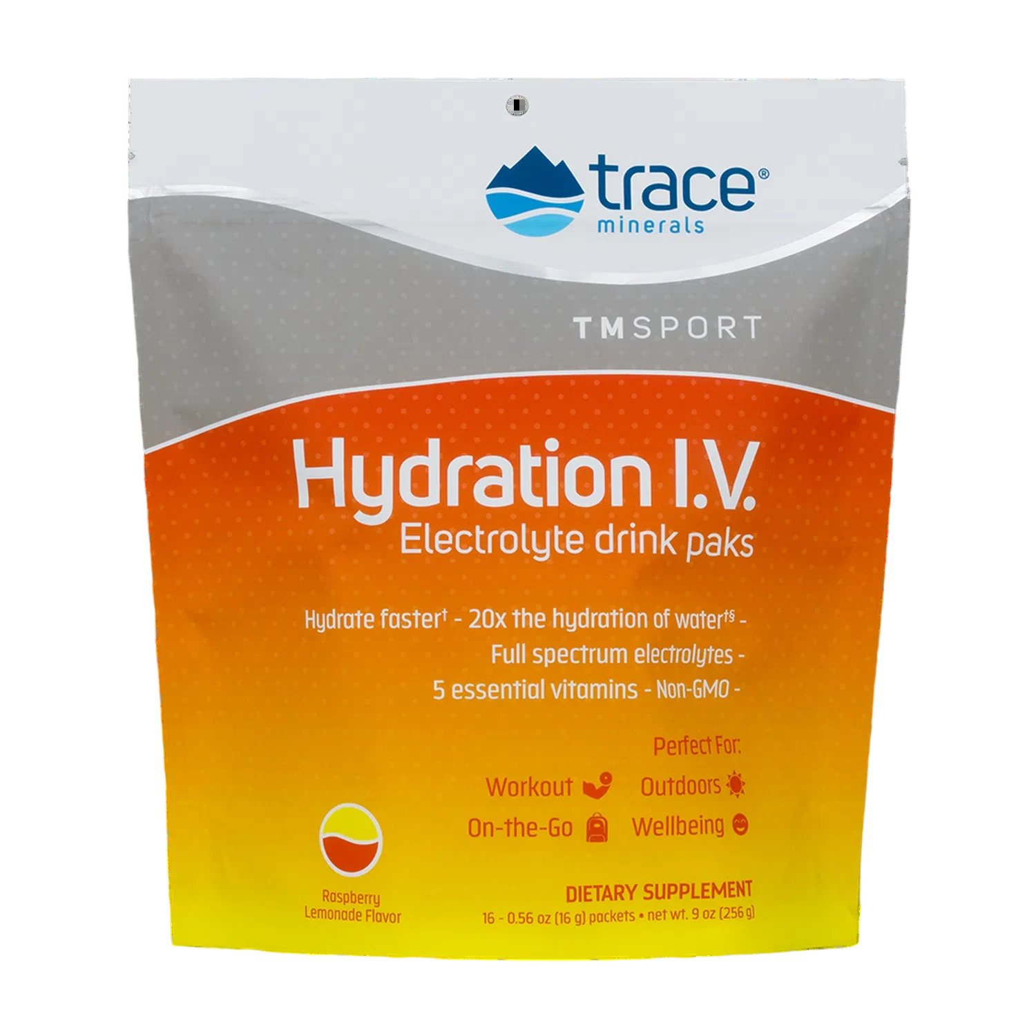 Hydration I.V. Electrolitos – Limonada de Frambuesa (16 Packs de 0.56 oz) – Trace Minerals-Wellu