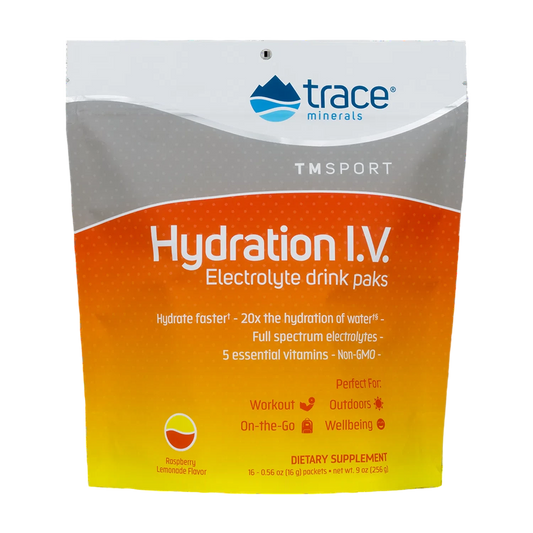 Hydration I.V. Electrolitos – Limonada de Frambuesa (16 Packs de 0.56 oz) – Trace Minerals-Wellu