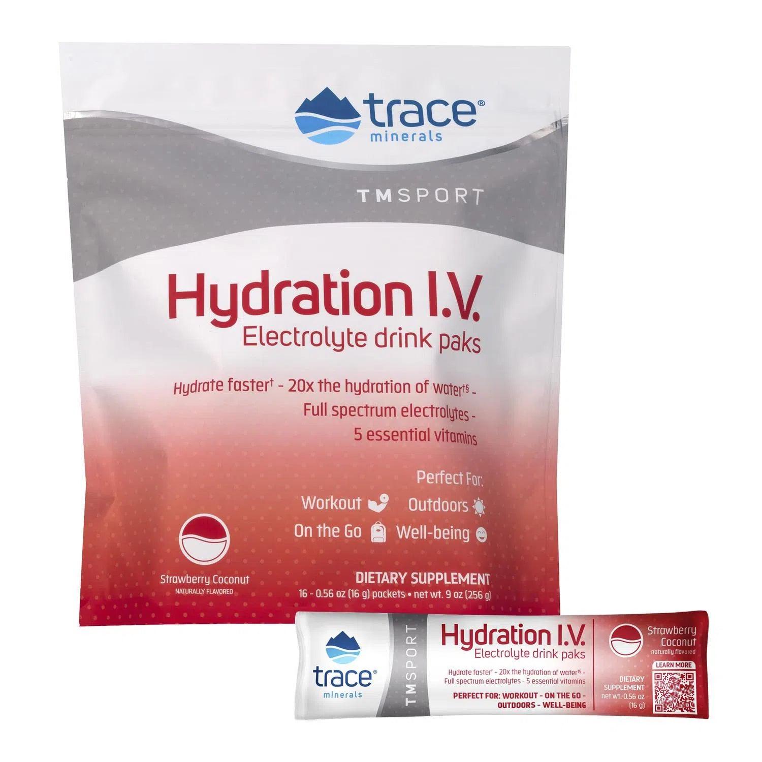 Hydration I.V. Electrolyte Drink Paks – Fresa y Coco – Trace Minerals-Wellu