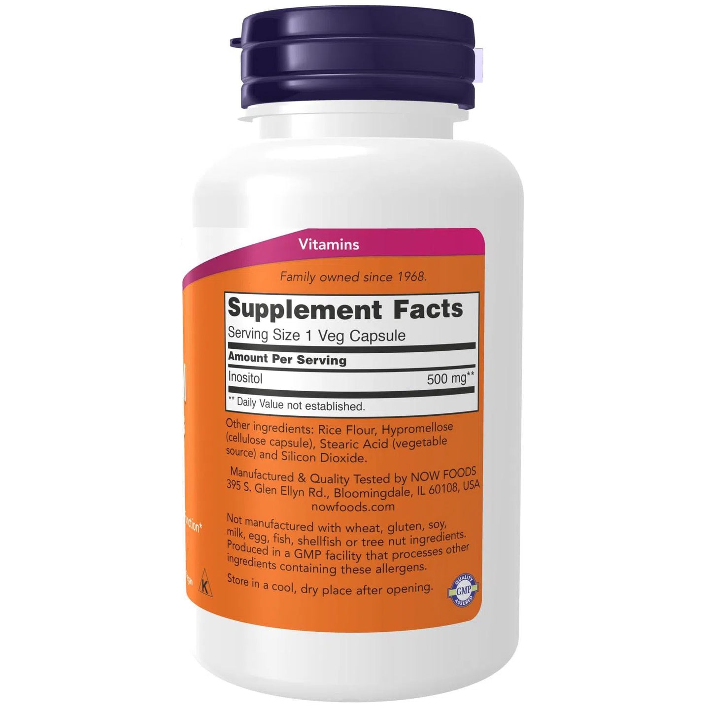 Inositol de 500 mg, 100 Cápsulas Veg – NOW Foods-Wellu