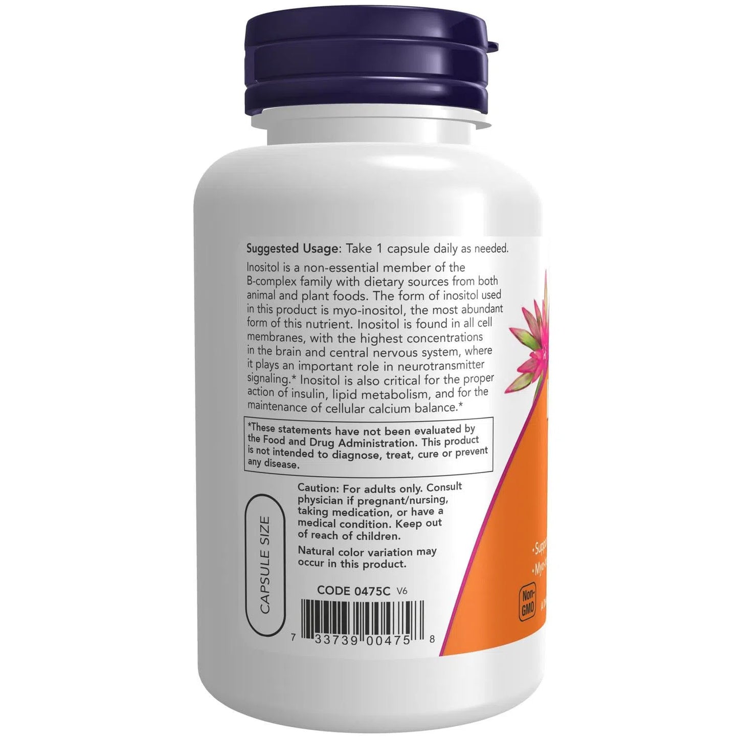 Inositol de 500 mg, 100 Cápsulas Veg – NOW Foods-Wellu