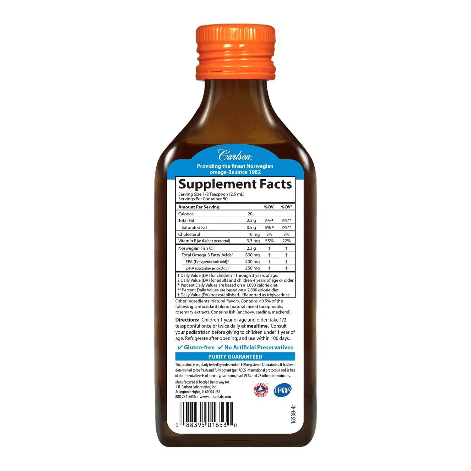 Kid's Aceite de Pescado 800mg, 200 ml – Carlson Labs-Wellu