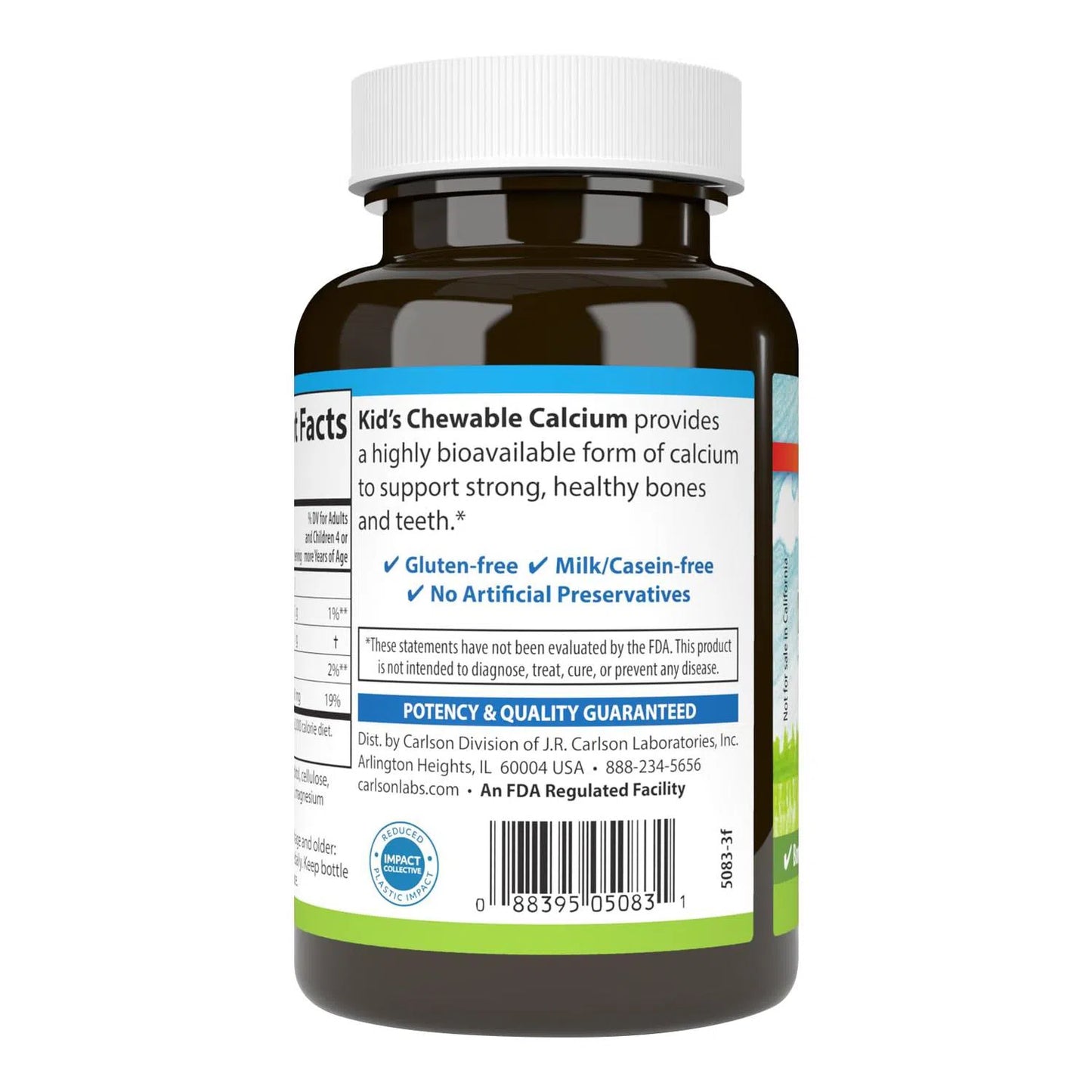 Kid's Calcio 250 mg, 60 Tabletas – Carlson Labs-Wellu