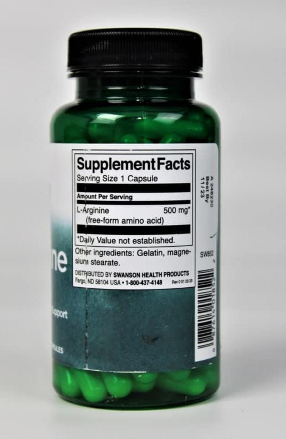 L-Arginine 500mg, 100 Caps – Swanson-Wellu