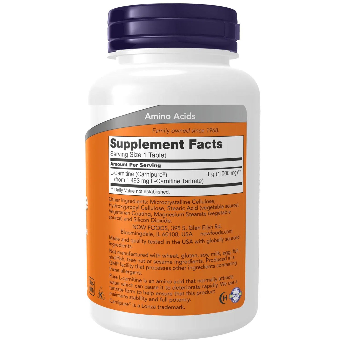 L-Carnitina 1000 mg, 50 Tabletas – NOW Foods-Wellu