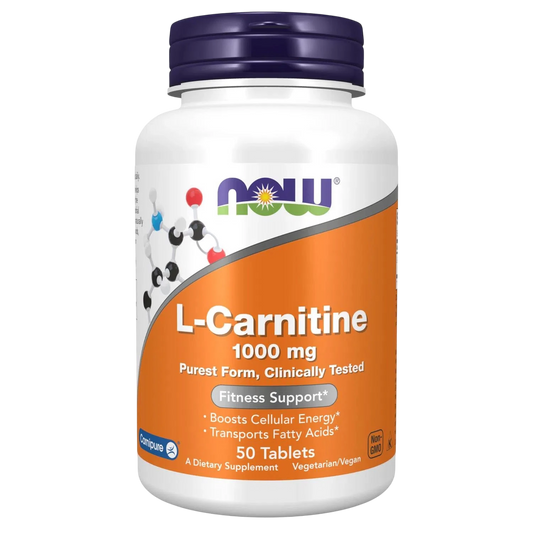 L-Carnitina 1000 mg, 50 Tabletas – NOW Foods-Wellu