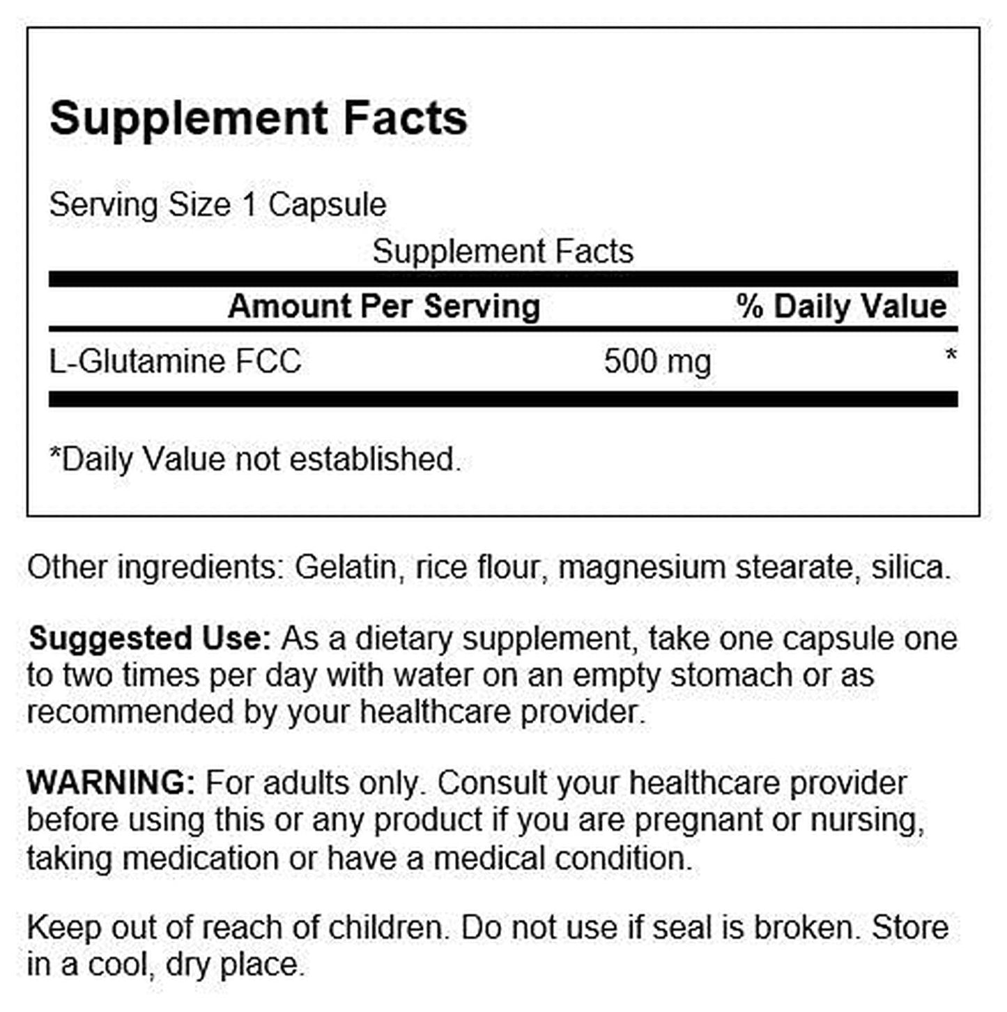 L-Glutamina 500mg, 100Caps – Swanson-Wellu