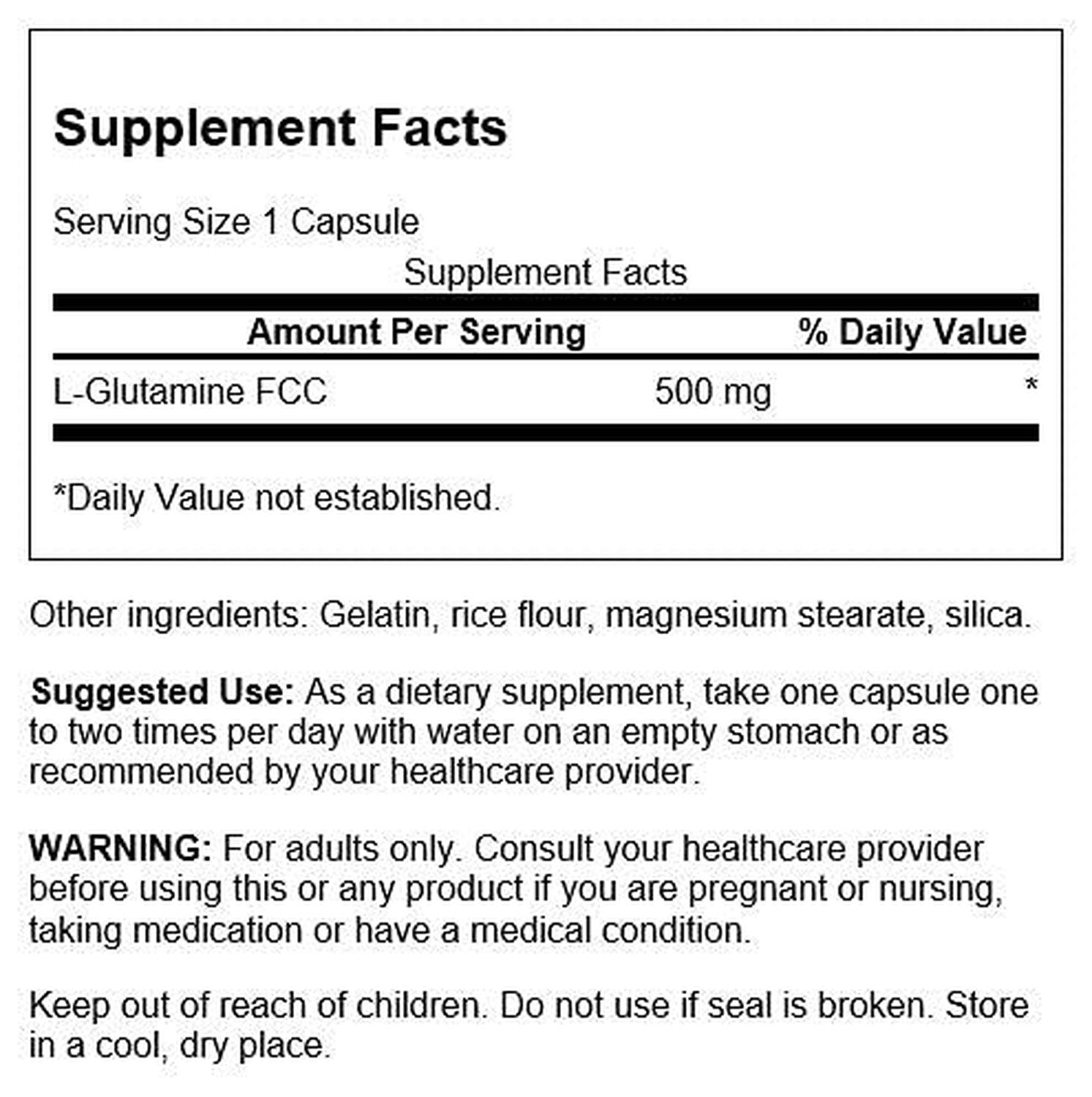 L-Glutamina 500mg, 100Caps – Swanson-Wellu