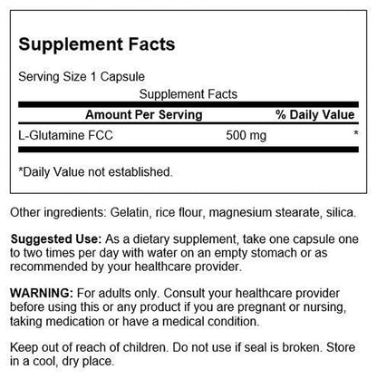 L-Glutamina 500mg, 100Caps – Swanson-Wellu