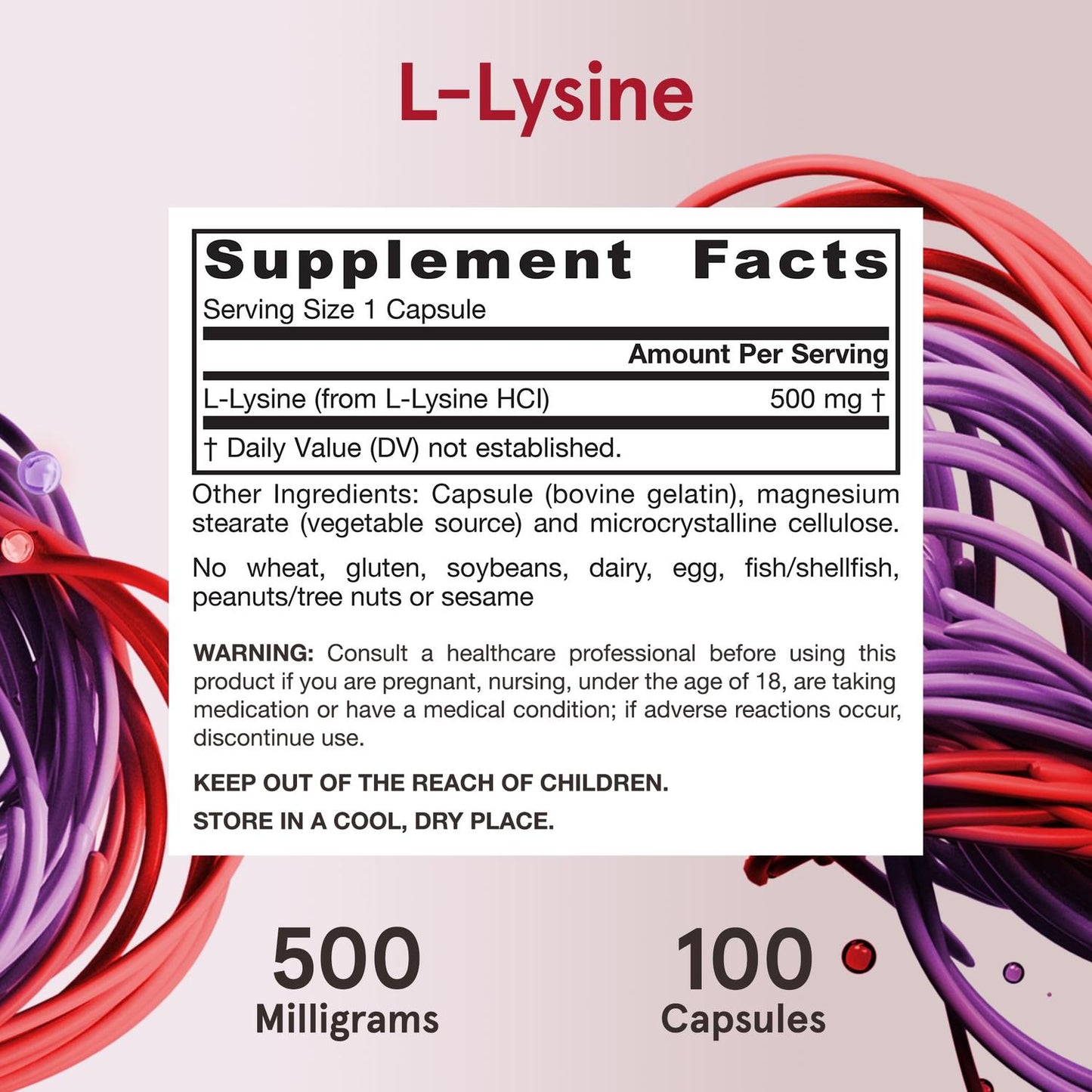 L-Lisina 500mg, 100 Capsulas – Jarrow Formulas-Wellu