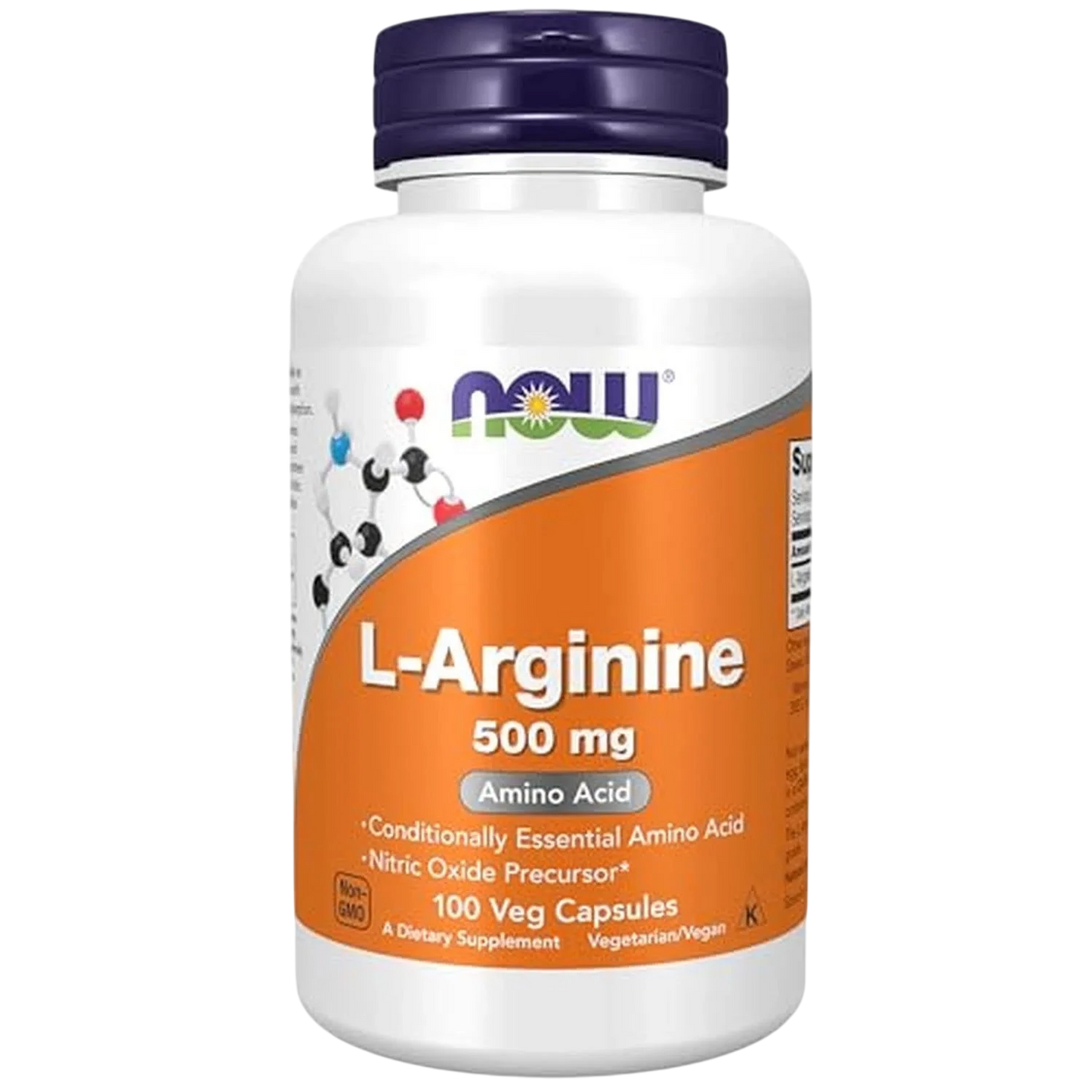 L-arginina de 500 mg, 100 Cápsulas Veg – NOW Foods-Wellu