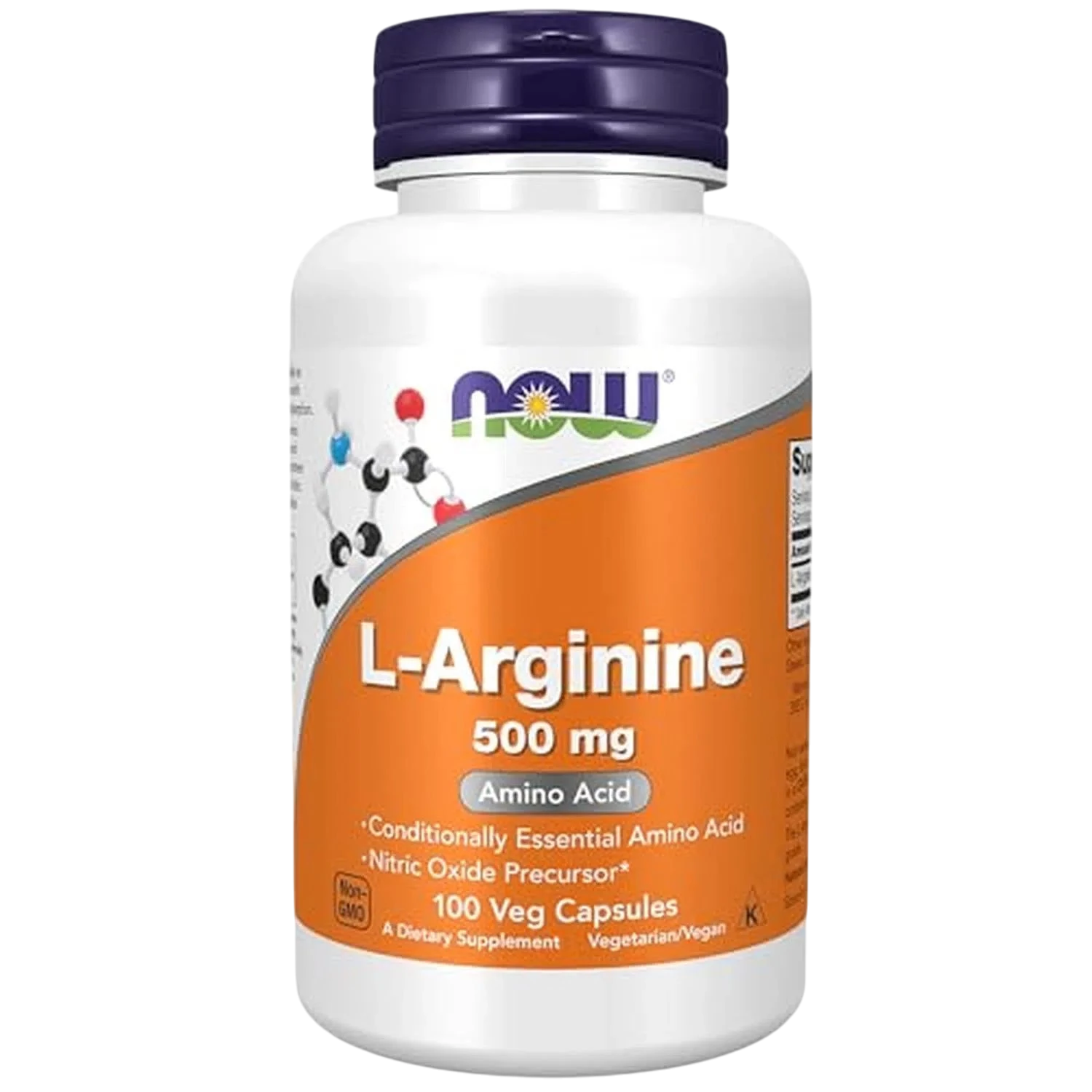 L-arginina de 500 mg, 100 Cápsulas Veg – NOW Foods-Wellu