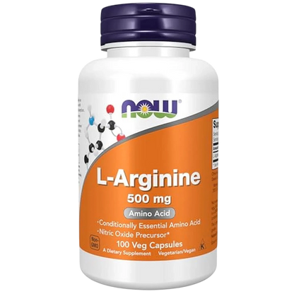 L-arginina de 500 mg, 100 Cápsulas Veg – NOW Foods-Wellu