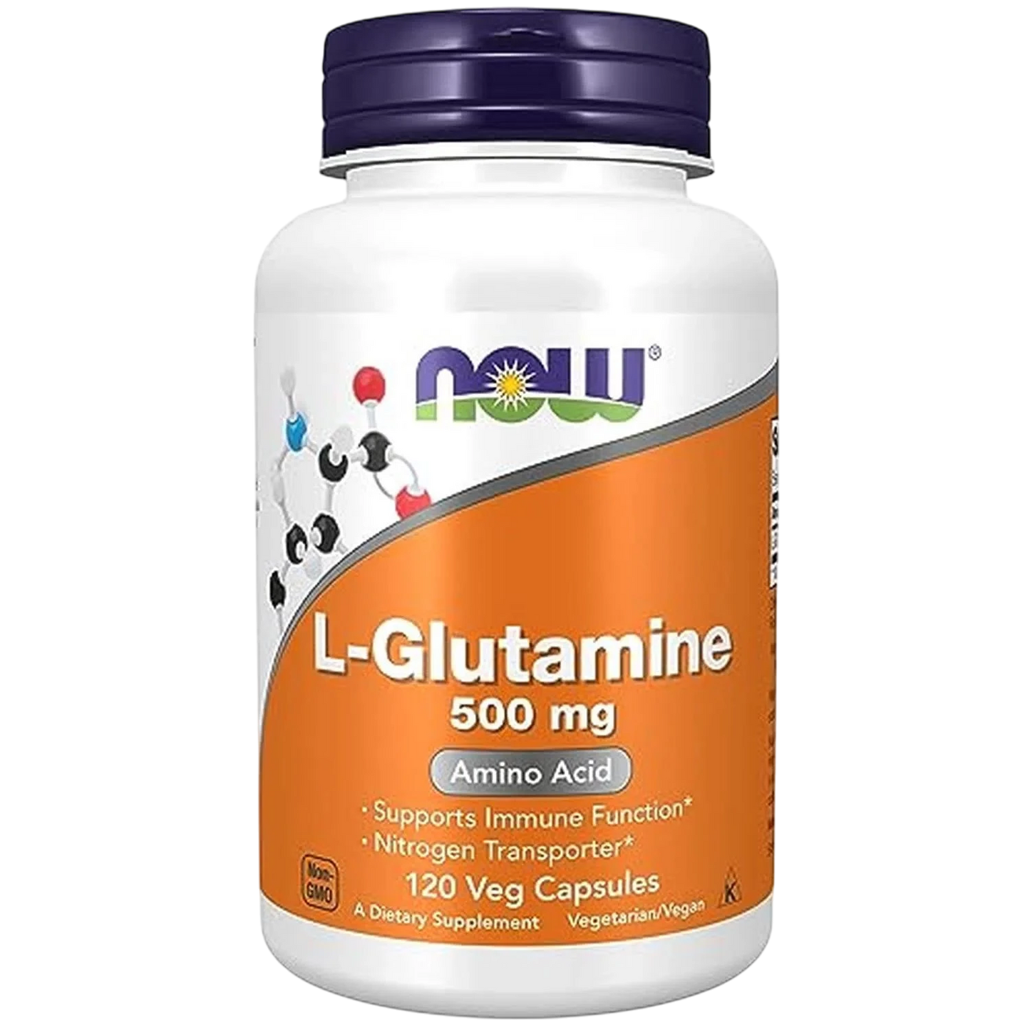 L-glutamina de 500 mg, 120 Cápsulas Veg – NOW Foods-Wellu