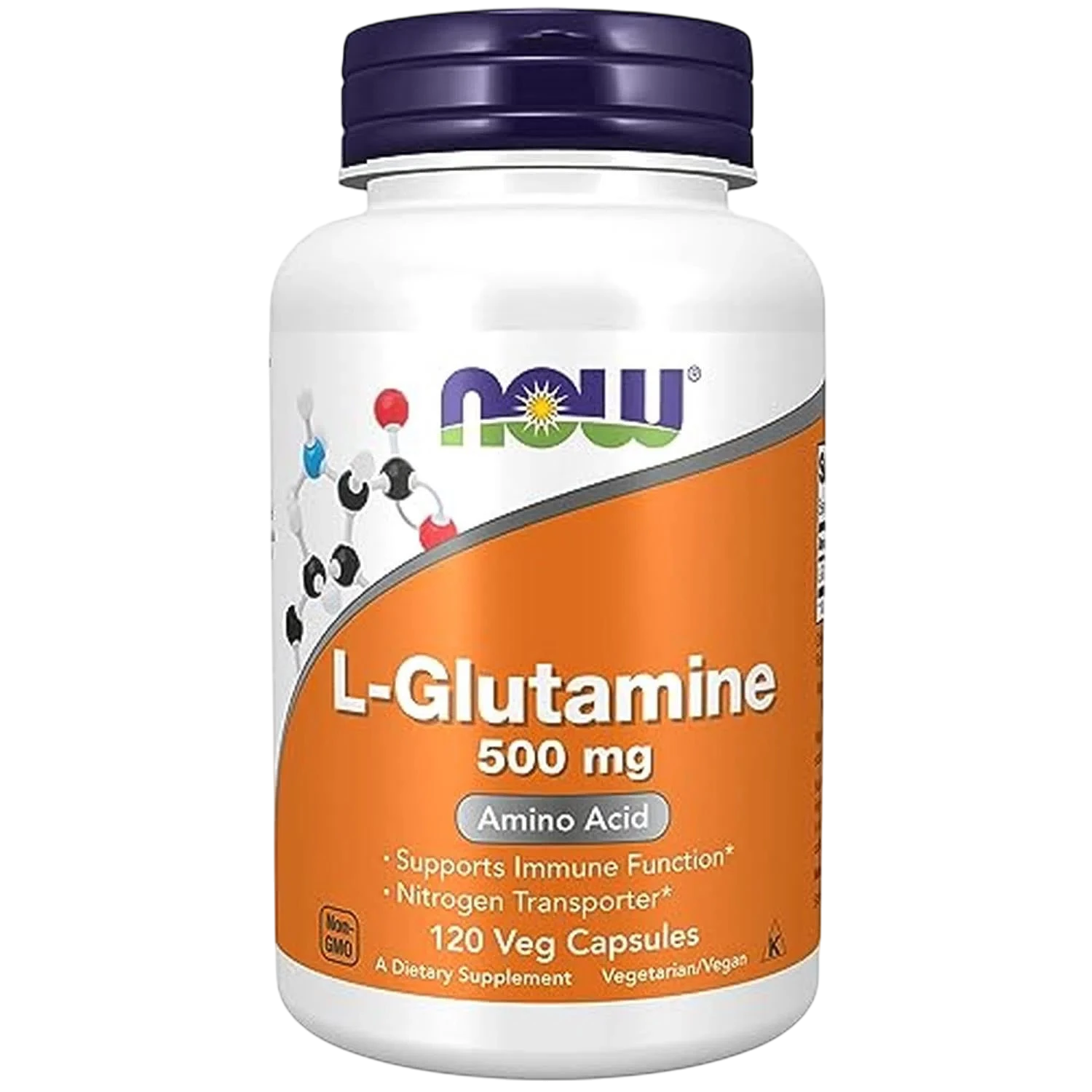 L-glutamina de 500 mg, 120 Cápsulas Veg – NOW Foods-Wellu