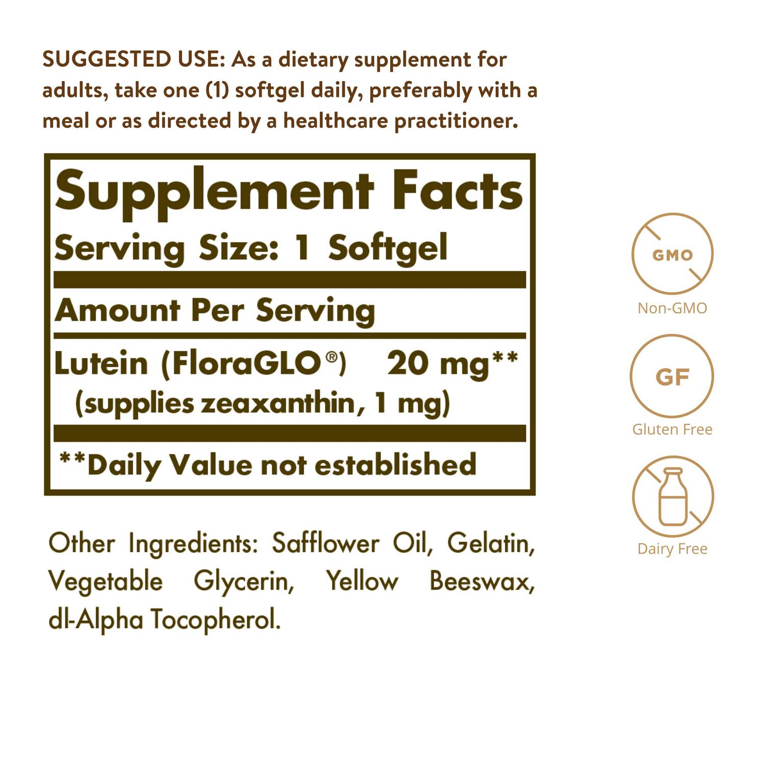 Lutein 20mg (Salud Ocular), 60 Capsulas – Solgar-Wellu