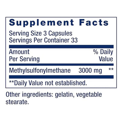 MSM 1000 mg, 100 Cápsulas – Life Extension-Wellu