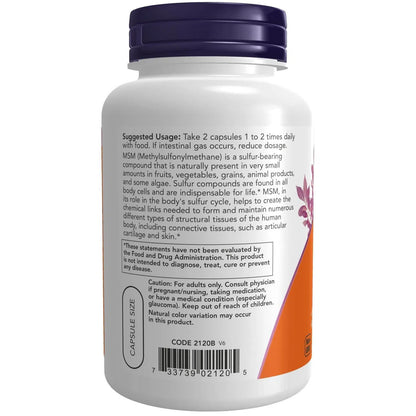 MSM 1000 mg, 120 Cápsulas Veg – NOW Foods-Wellu