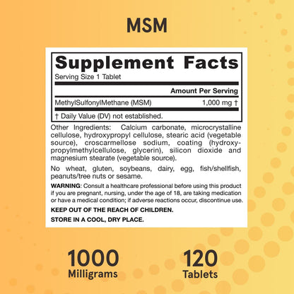 MSM 1000mg, 120 Comprimidos – Jarrow Formulas-Wellu