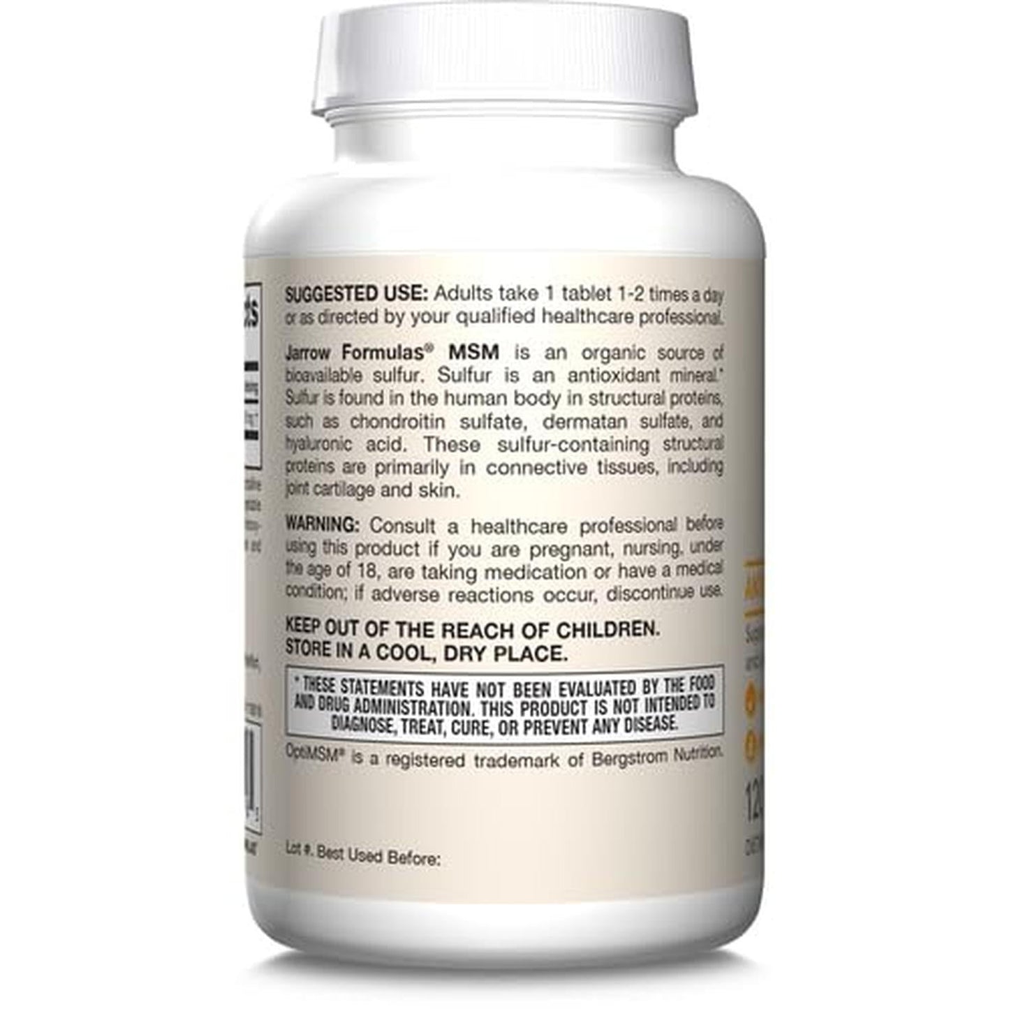 MSM 1000mg, 120 Comprimidos – Jarrow Formulas-Wellu