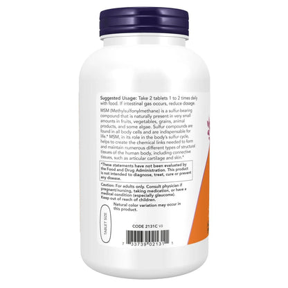 MSM 1500 mg, 200 Tabletas – NOW Foods-Wellu