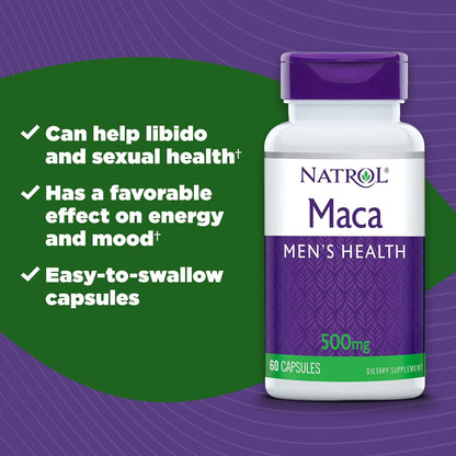 Maca 500mg, 60 cápsulas – Natrol-Wellu