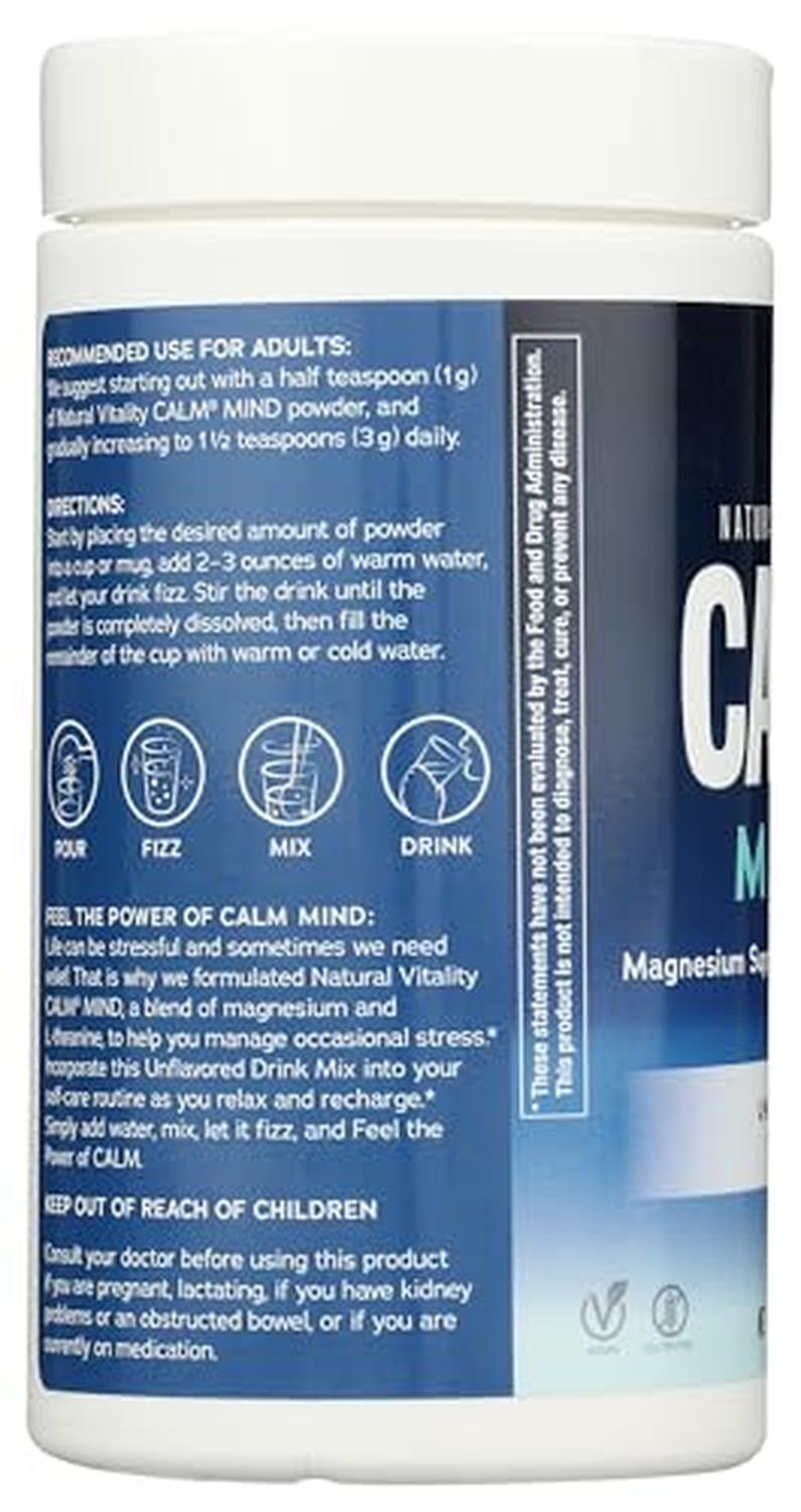 Magnesio 200mg con L-teanina, 168 g (6 oz) Natural – Natural Vitality CALM-Wellu