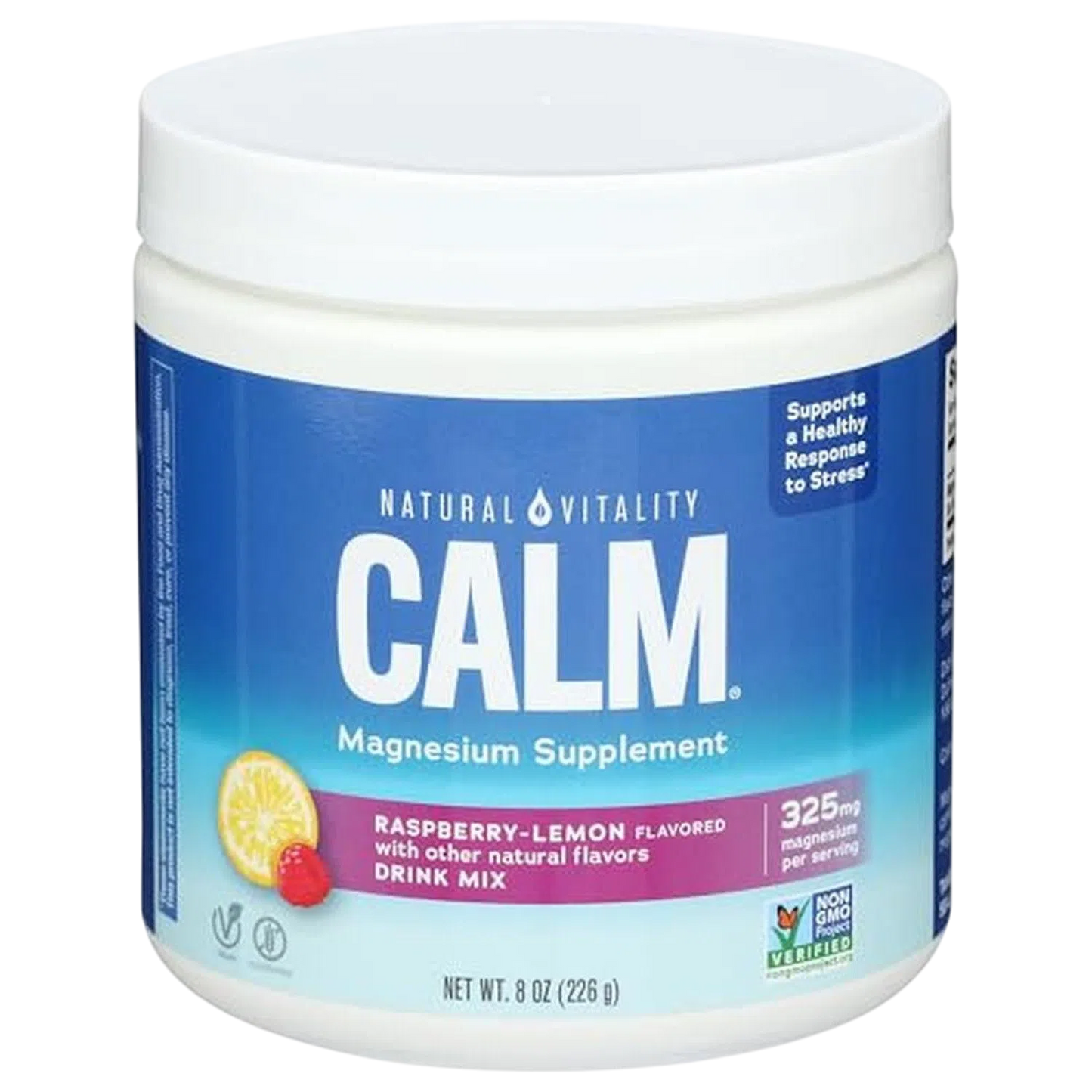 Magnesio 325mg, 226 g (8 oz) Frambuesa y Limón – Natural Vitality CALM-Wellu