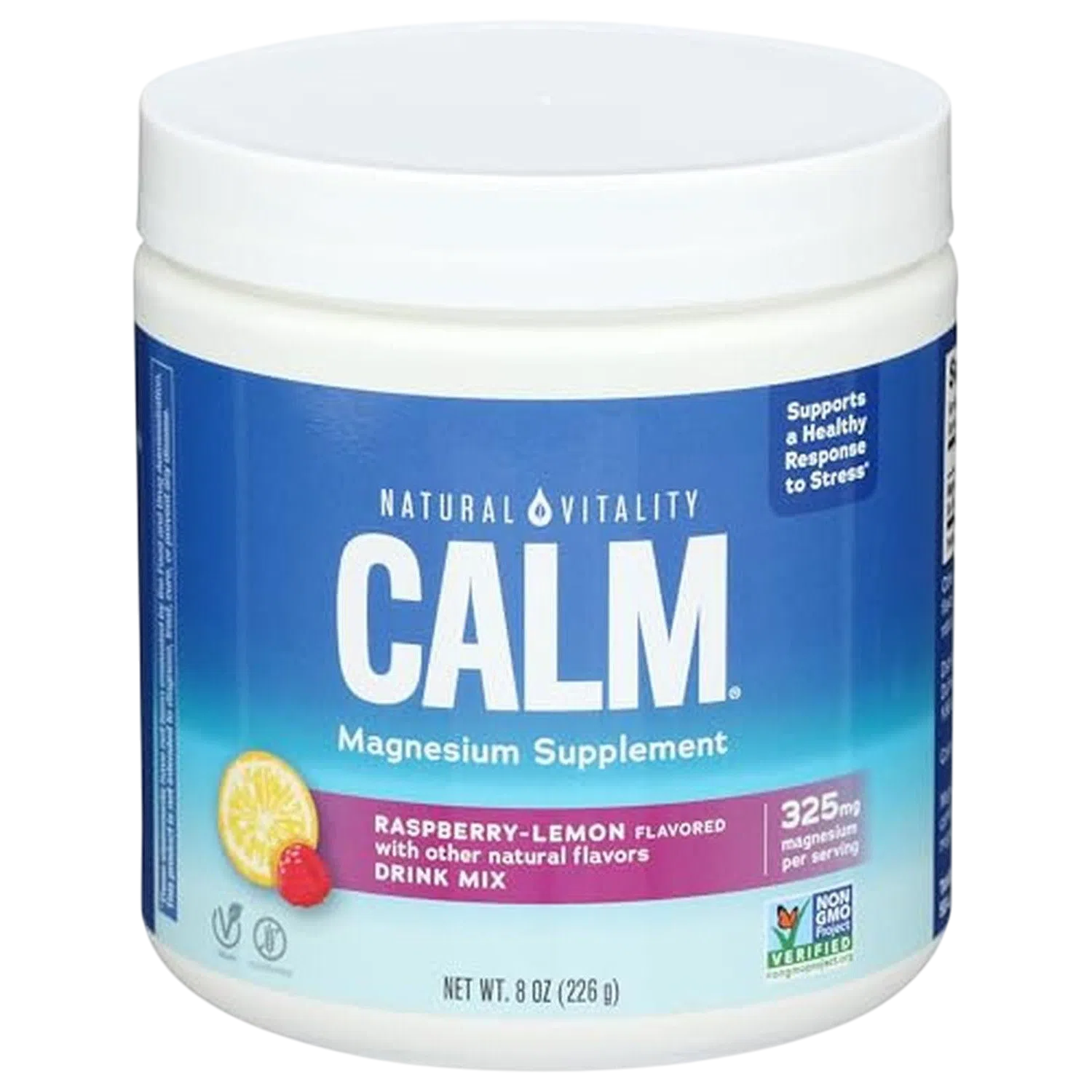 Magnesio 325mg, 226 g (8 oz) Frambuesa y Limón – Natural Vitality CALM-Wellu