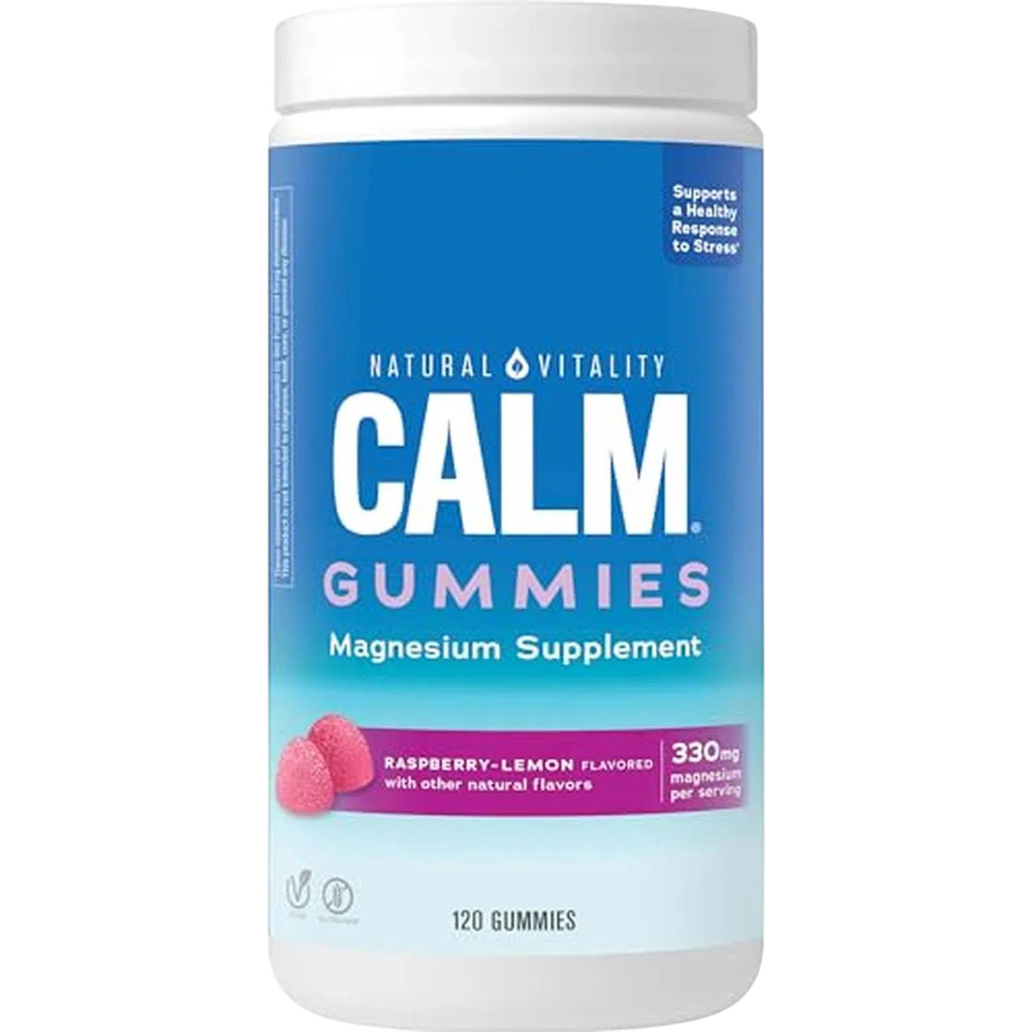 Magnesio 330mg, 120 gomitas Frambuesa y Limón – Natural Vitality CALM-Wellu