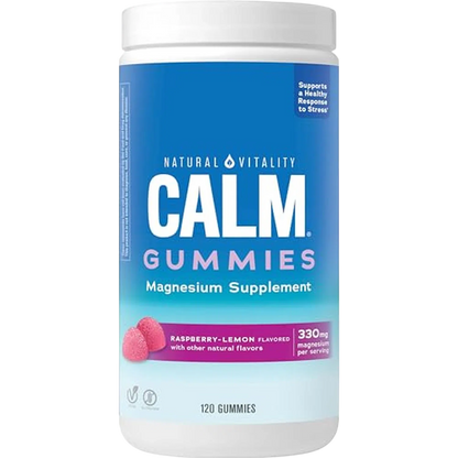 Magnesio 330mg, 120 gomitas Frambuesa y Limón – Natural Vitality CALM-Wellu