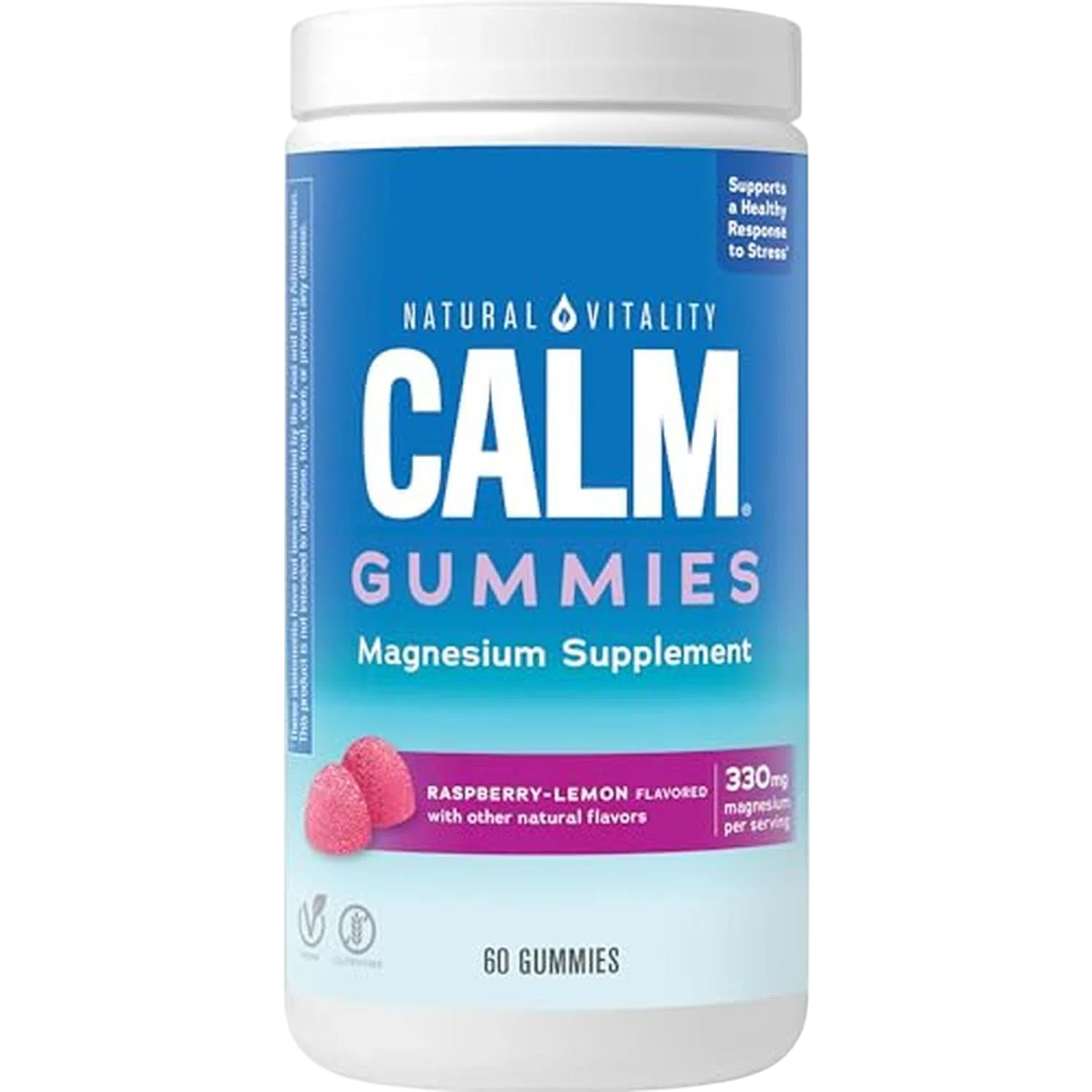 Magnesio 330mg, 60 gomitas Frambuesa y Limón – Natural Vitality CALM-Wellu