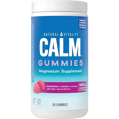 Magnesio 330mg, 60 gomitas Frambuesa y Limón – Natural Vitality CALM-Wellu