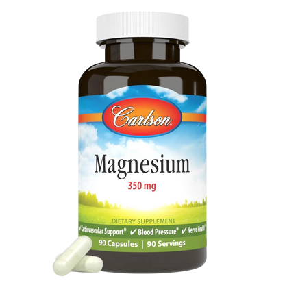 Magnesio 350 mg, 90 Cápsulas – Carlson Labs-Wellu