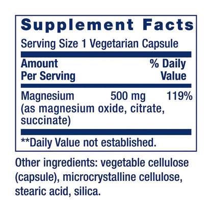 Magnesio 500mg, 100 Vegcaps – Life Extension-Wellu