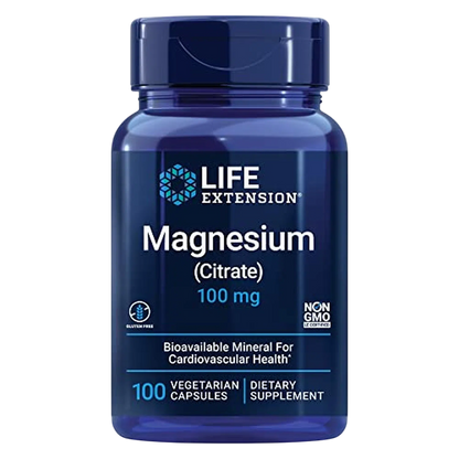 Magnesio (Citrato) 100 mg, 100 Vegcaps – Life Extension-Wellu