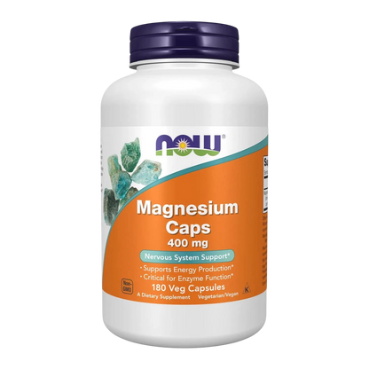 Magnesio de 400 mg, 180 Cápsulas Veg – NOW Foods-Wellu