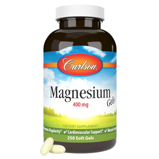 Magnesium Gels 400 mg, 250 Capsulas – Carlson Labs-Wellu