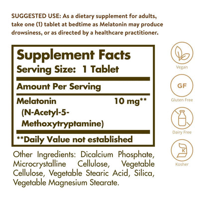 Melatonina 10mg, 60 Tabletas – Solgar-Wellu