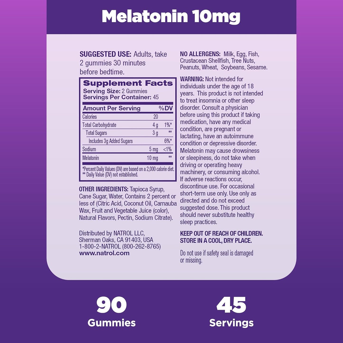 Melatonina 10mg, 90 gomitas – Natrol