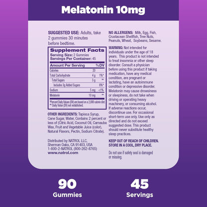 Melatonina 10mg, 90 gomitas – Natrol