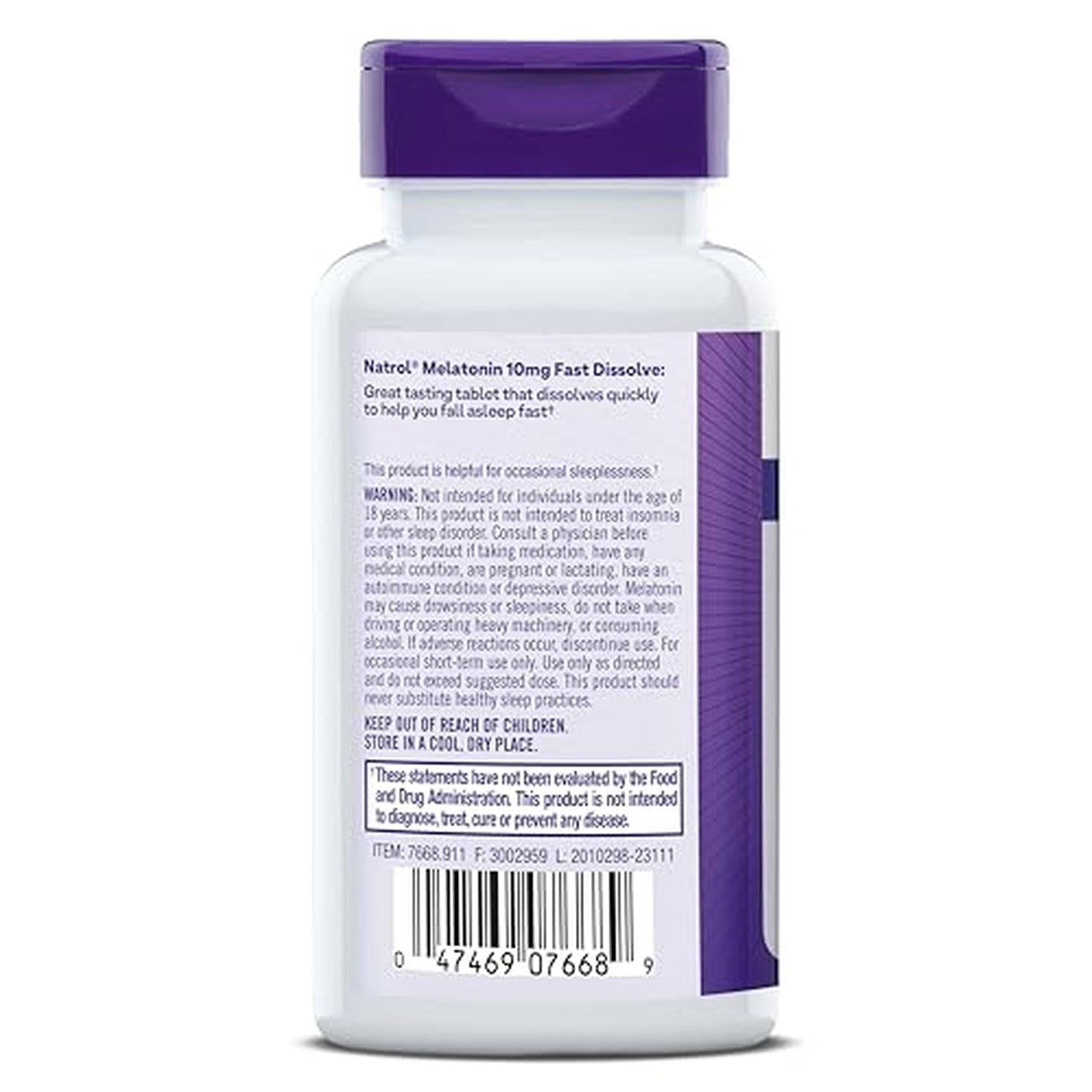 Melatonina 10mg (Concentración Máxima), 60 cápsulas – Natrol-Wellu