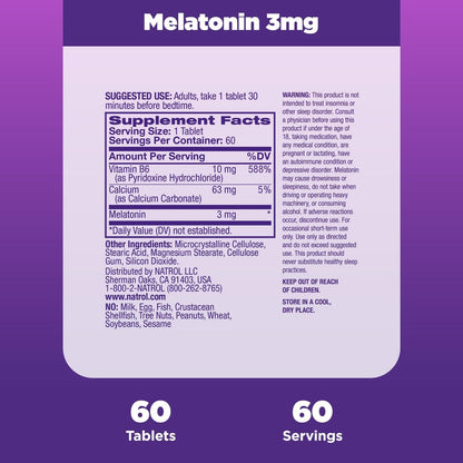 Melatonina 3mg, 60 tabletas – Natrol-Wellu