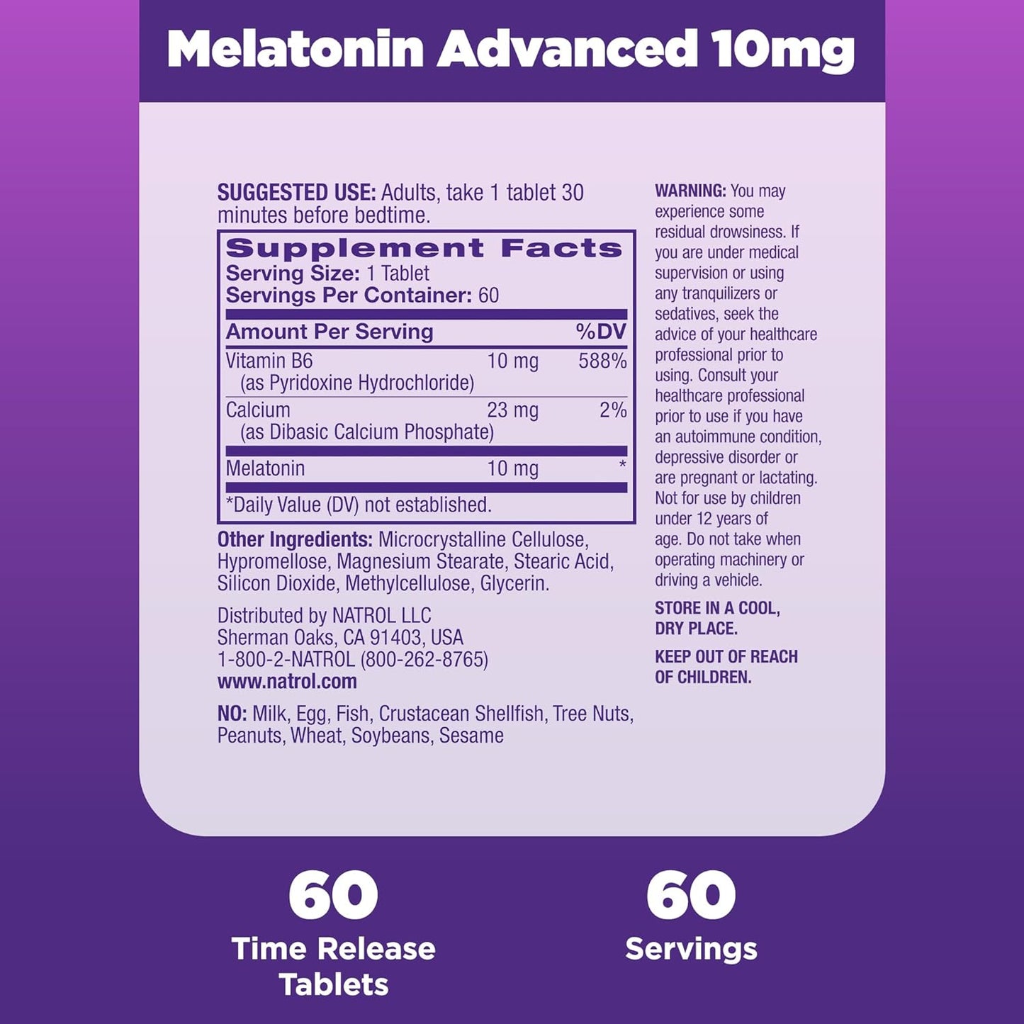 Melatonina Liberación prolongada 10mg, 60 tabletas – Natrol