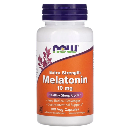 Melatonina de máxima potencia de 10 mg, 100 Cápsulas Veg – NOW Foods-Wellu