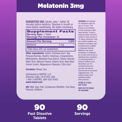 Melatonina rápida disolución 3mg, 90 tabletas – Natrol