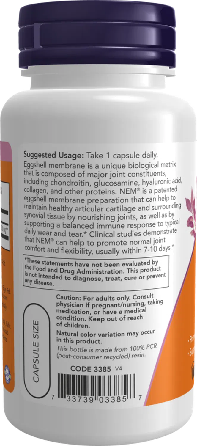 Membrana de cáscara de huevo 500mg, 60 cápsulas – NOW Foods-Wellu