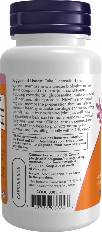 Membrana de cáscara de huevo 500mg, 60 cápsulas – NOW Foods-Wellu