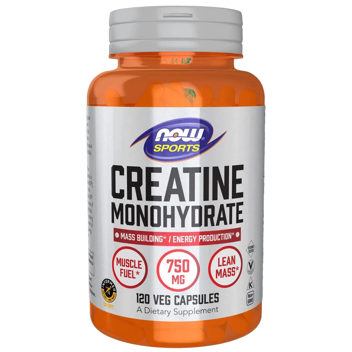 Monohidrato de creatina de 750 mg, 120 Cápsulas Veg – NOW Foods-Wellu